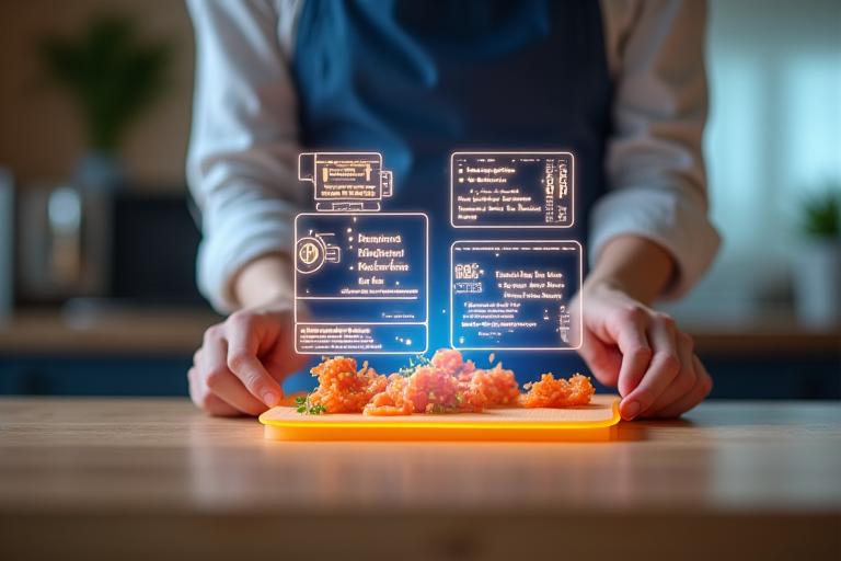 Augmented reality oppskrift overlay og kokkehjelp