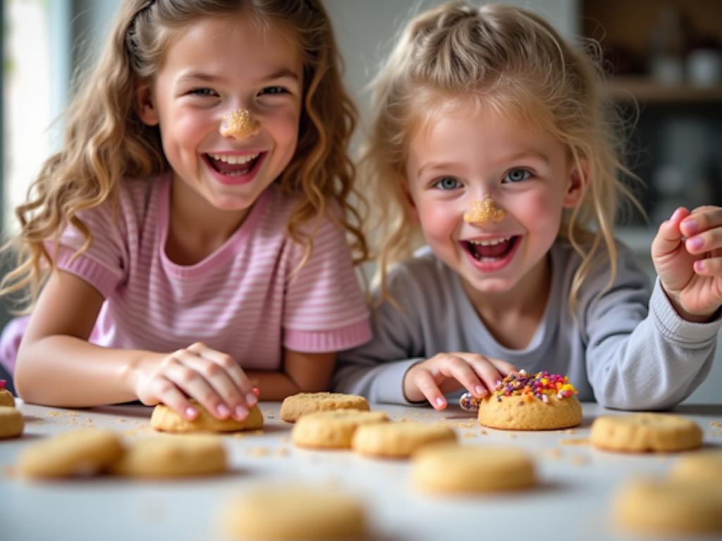 Barn som baker cookies og kjøkkenaktiviteter